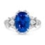 Custom Feathered Shoulder Sapphire and Diamond Ring