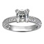 Custom Asscher Diamond Ring with Bead-set Diamond Accents and Milgrain