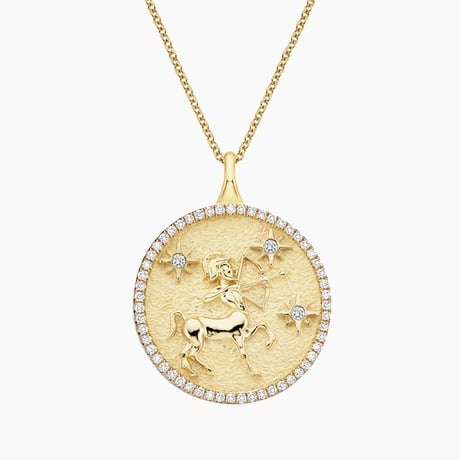 Luxe Sagittarius Zodiac Diamond Medallion Necklace