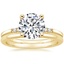 18K Yellow Gold Bettina Diamond Ring with Petite Comfort Fit Wedding Ring
