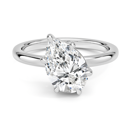 14K White Gold Angled Solitaire Diamond Ring