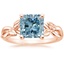 14K Rose Gold Budding Willow Solitaire Ring, smalltop view