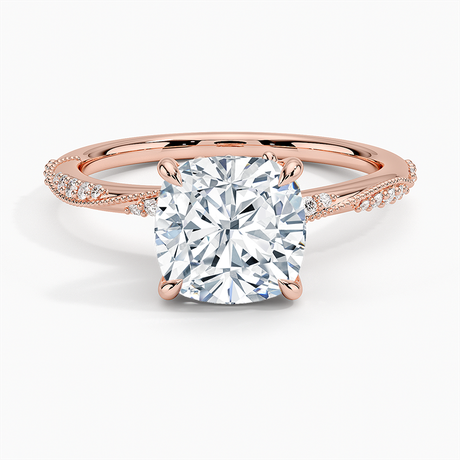 14K Rose Gold Camellia Hidden Accent 1.5mm Diamond Ring