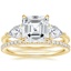 18K Yellow Gold Luxe Opera Three Stone Diamond Ring with Luxe Ballad Diamond Ring (1/4 ct. tw.)
