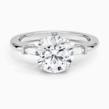 18K White Gold Symphony Tapered Baguette Three Stone Diamond Ring (1/5 ct. tw.)