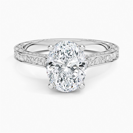 18K White Gold Grove Perfect Fit Engraved Diamond Ring (1/10 ct. tw.)