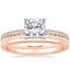 14K Rose Gold Corda Diamond Ring with Petite Comfort Fit Wedding Ring