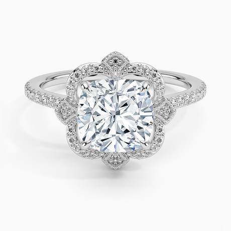 18K White Gold Reina Halo Diamond Ring