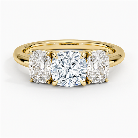 Luxe Faye Elongated Cushion Three Stone Diamond Ring