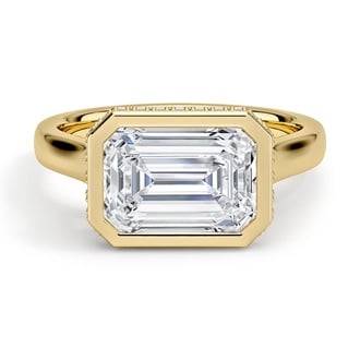 Custom East-West Hidden Halo Lab Diamond Ring