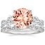18KW Morganite Three Stone Luxe Willow Diamond Ring with Luxe Winding Willow Diamond Ring, smalltop view