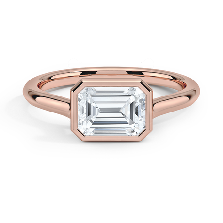 14K Rose Gold Luna East-West Bezel Solitaire Ring