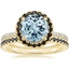 18KY Aquamarine Waverly Diamond Ring with Black Diamond Accents with Luxe Ballad Black Diamond Ring, smalltop view