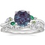 18K White Gold Arden Diamond Ring with Lab Emerald Accents with Luxe Winding Willow Diamond Ring (1/4 ct. tw.)
