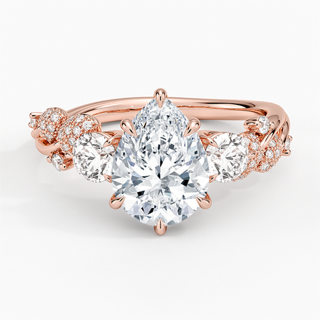 14K Rose Gold Canopy Three Stone Diamond Ring