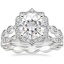 18K White Gold Cadenza Halo Diamond Ring with Cadenza Eternity Diamond Ring (1/4 ct. tw.)