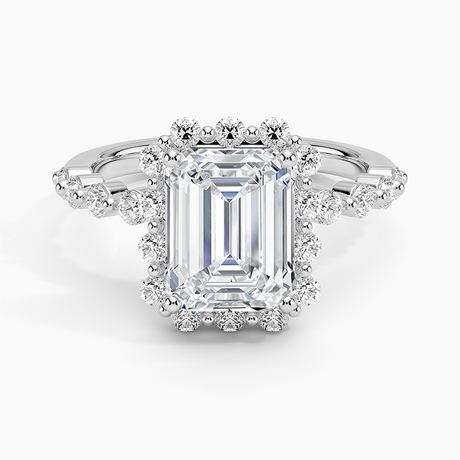 Shared Prong Halo Engagement Ring