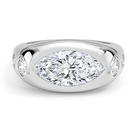 Platinum Sloane Flush Set Five Stone Diamond Dome Ring