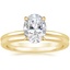 18K Yellow Gold Flower Petal Diamond Ring with Petite Comfort Fit Wedding Ring