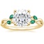 18K Yellow Gold Willow Ring With Lab Emerald Accents, smalltop view