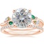 14K Rose Gold Arden Diamond Ring with Lab Emerald Accents with Luxe Ballad Diamond Ring (1/4 ct. tw.)