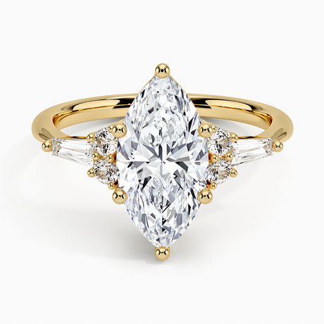 Round and Tapered Baguette Engagement Ring