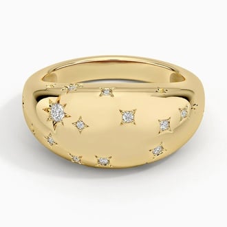 Gemini Zodiac Constellation Diamond Dome Ring