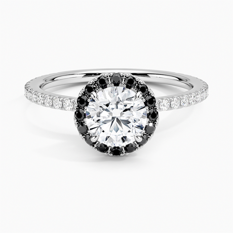 Waverly Halo Diamond Ring with Black Diamond Accents - Brilliant Earth