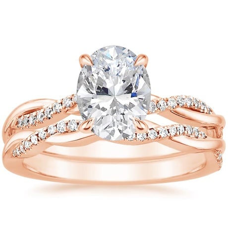 14K Rose Gold Petite Twisted Vine Diamond Bridal Set (1/4 ct. tw.)