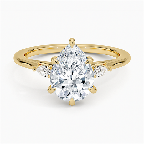Three Stone Pear Engagement Ring - Aria