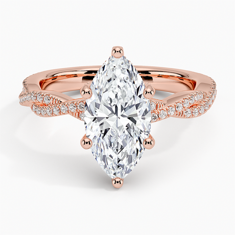 14K Rose Gold Adorned Luxe Petite Twisted Vine Diamond Ring