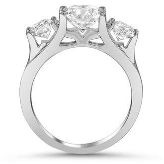 Custom Domed Band Three Stone Diamond Ring
