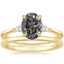 14K Yellow Gold Aria Diamond Ring with Petite Comfort Fit Wedding Ring