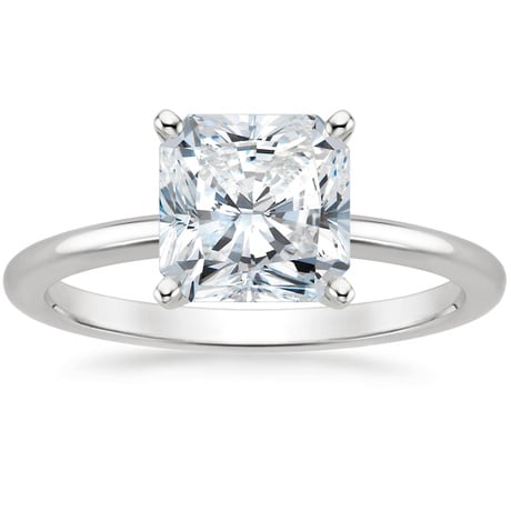 18K White Gold Four-Prong Petite Comfort Fit Ring with Whisper Eternity Diamond Ring