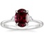 18K White Gold Shield Cut Three Stone Diamond Ring, smalltop view