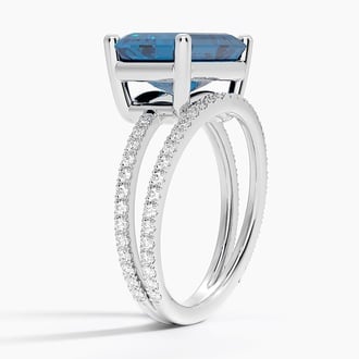 London Blue Topaz and Diamond Double Band Cocktail Ring