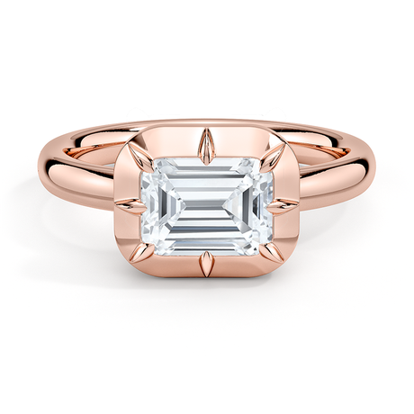 14K Rose Gold Harper East-West Bezel-Prong Solitaire Ring