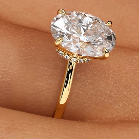 Pavé Wrap Hidden Halo Diamond Engagement Ring - Secret Halo