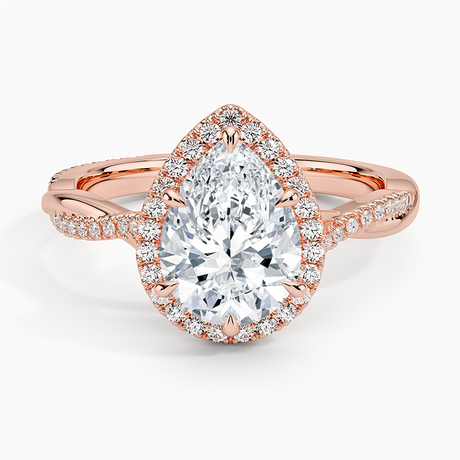 14K Rose Gold Petite Twisted Vine Halo Diamond Ring (1/4 ct. tw.)