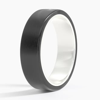 Arlo Black 6mm Wedding Ring in 18K White Gold