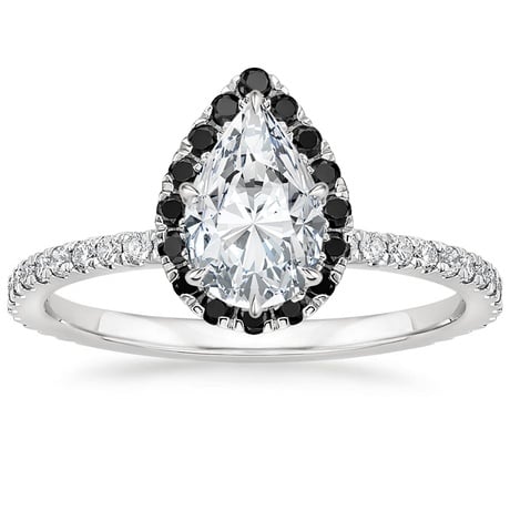 18K White Gold Waverly Diamond Ring with Black Diamond Accents with Luxe Ballad Diamond Ring