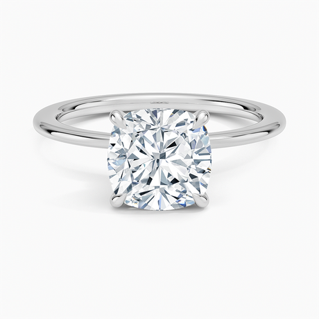 18K White Gold Petite Secret Halo Diamond Ring