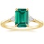 14K Yellow Gold Trillion Cut Three Stone Diamond Ring, smalltop view
