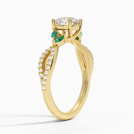 Luxe Willow Lab Emerald and Diamond Ring (1/8 ct. tw.)