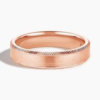 Beveled Edge Maverick 5mm Wedding Ring in 14K Rose Gold