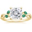 18K Yellow Gold Willow Ring With Lab Emerald Accents, smalltop view
