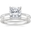 Platinum Laurel Engraved Ring with Petite Comfort Fit Wedding Ring