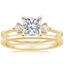 18K Yellow Gold Tria Diamond Ring with Petite Comfort Fit Wedding Ring