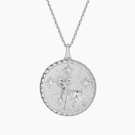 Aries Zodiac Diamond Medallion Necklace