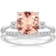 18KW Morganite Selene Diamond Ring with Petite Curved Diamond Ring, smalltop view